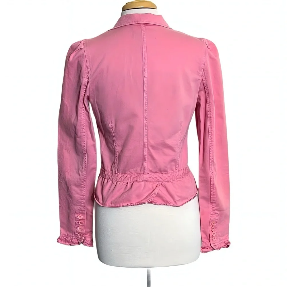 Vintage Juicy Couture Pink Peplum Blazer Jacket L Y2K Charmed Rose McGowan USA